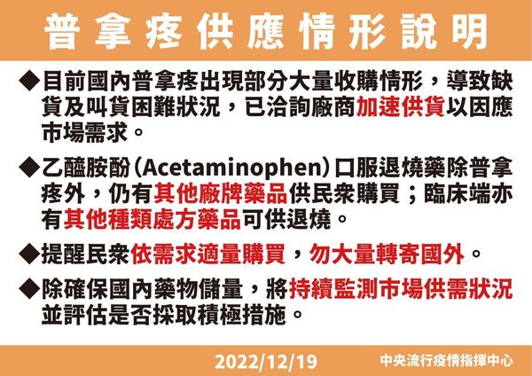 普拿疼缺貨