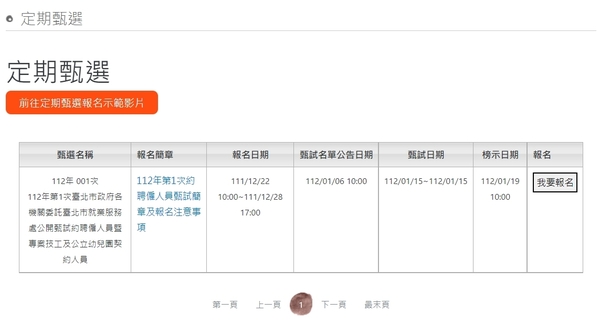 北市府就業甄選活動